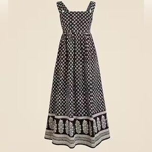 J. Crew Black & White Floral-Print Midi Dress